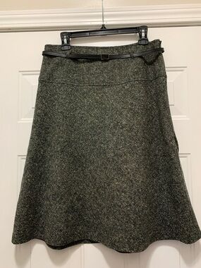 3/$15 George Black/Grey A-Line Tweed Skirt with Slim Belt Size 10